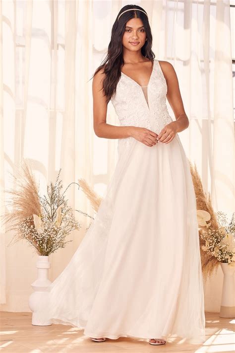 White Embroidered Dress Tulle Maxi Dress Sleeveless Dress Lulus