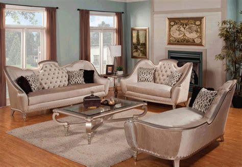 Luxury Pearl Silk Chenille Solid Wood Sofa Set 3pcs Hd 90006 Classic