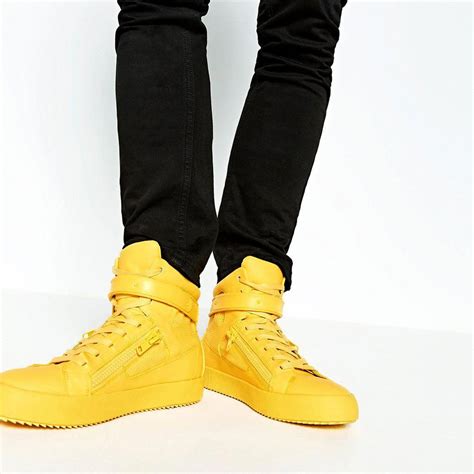 Image Of Yellow Zipped High Top Sneakers From Zara Stylish Sneakers