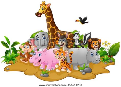 Cartoon Wild Animals Background Stock Vector Royalty Free 454611238