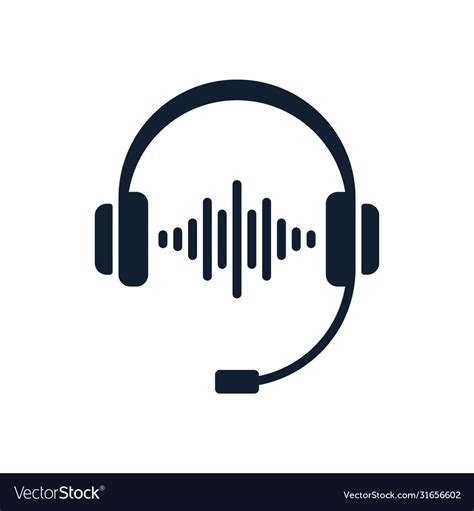 Headphones Icon With Sound Waves And Microphone Vector Image