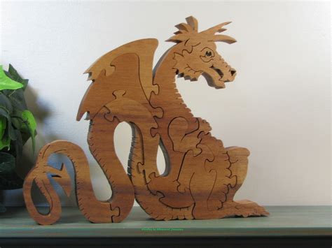 Woodly Dragon Jigsaw Puzzle Scroll Saw Art Cut From Solid Etsy Uk