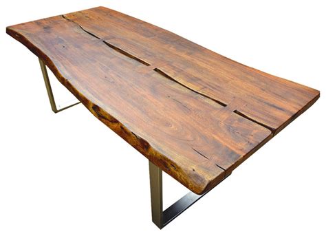 Solid Acacia Modern Rustic 82 Large Slab Loft Live Edge Dining Table
