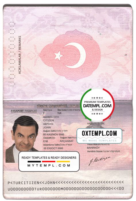 Turkey Passport Template In PSD Format Fully Editable 2010 2018
