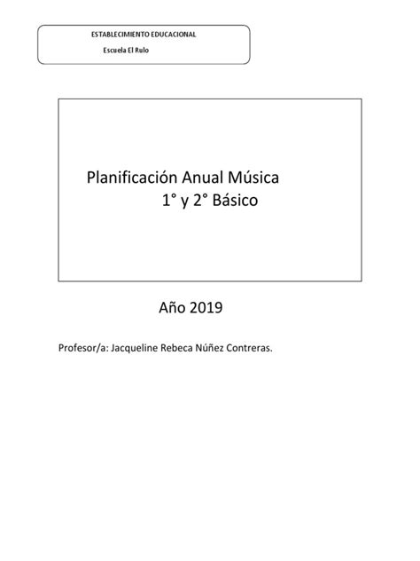 Planificación Anual Música 2019docx Sonido Ritmo