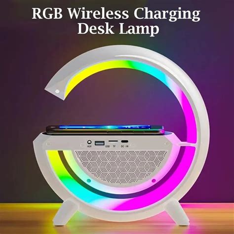 Multifunctional Wireless Charger Stand Pad With Speaker Tf Rgb Night