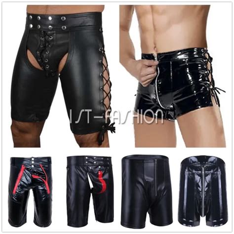 Sexy Men Latex Lingerie Faux Leather Gothic Shorts Briefs Thongs Pants Clubwear 14 99 Picclick