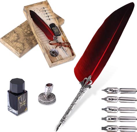 Vabneer Quill Pen Feather Pen Ink Pen Feather Calligraphy Pen Set