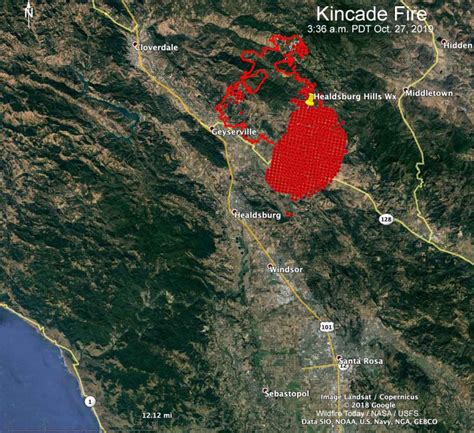 Strong Winds Push Kincade Fire West Across Highway 128 Wildfire Today