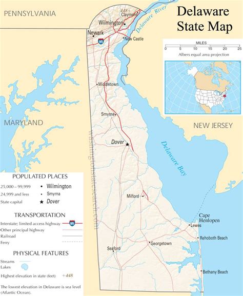 ♥ Delaware State Map A Large Detailed Map Of Delaware State Usa