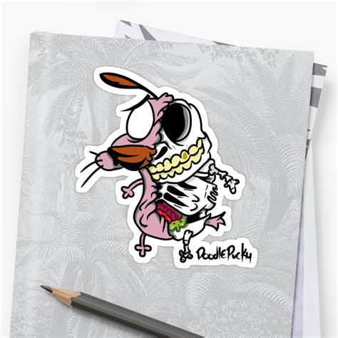 Courage The Cowardly Dog Sticker By Doodleducky Redbubble