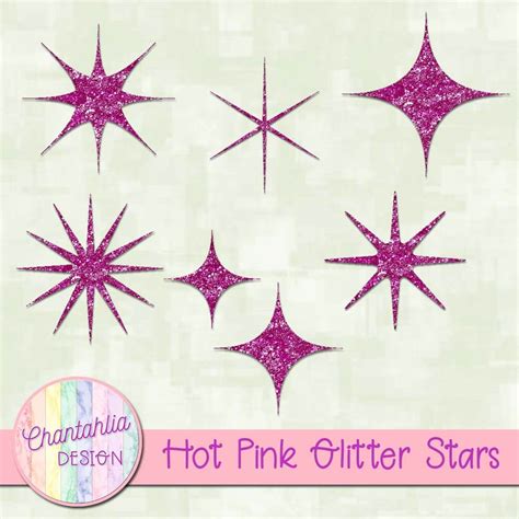 Free Glitter Stars Design Elements In Hot Pink