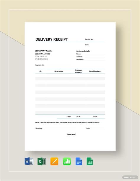 Delivery Receipt Template Receipt Template Templates Resume Porn Sex