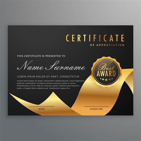 Certificate Award Template Blank In Gold Vector Image Gambaran