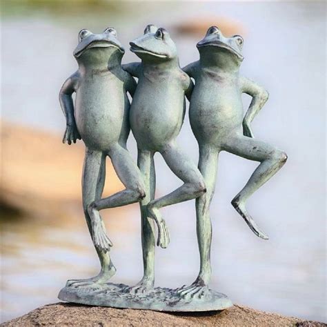 Dancing Frog Trio Metal Garden Sculpture Statue Toad Frogs ~ Spi Home