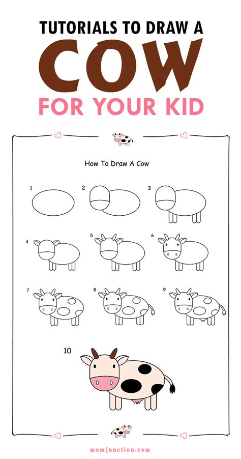 Kids, its easy to draw the image of cute cow. 2 Easy Tutorials On How To Draw A Cow For Kids