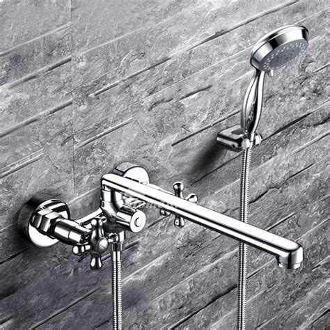 Elegant detail of italian design. Tub And Shower Faucets Silver Brass Wall Mount 2 Handle ...