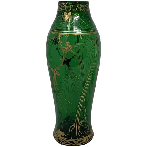 Harrach Art Nouveau Jugendstil Enameled Glass Vase Ca 1903 Bohemian Glass And More Ruby Lane