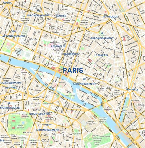 Wall Maps Paris City Map Laminated Wall Map