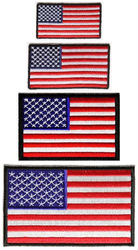 Embroidered American Flag Patches Black Borders 4 Small Sizes Iron On
