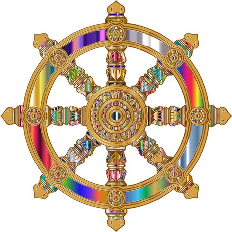 Prismatic Ornate Dharma Wheel 7 Openclipart
