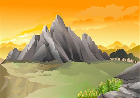 Sunset And The Lonely Mountain Download Free Vectors Clipart
