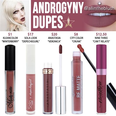 Jeffree Star Androgyny Velour Liquid Lipstick Dupes
