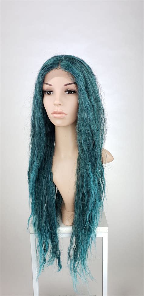 Teal Green Ombre Long Curly Lace Front Wig Duchess Series Ldrvn88