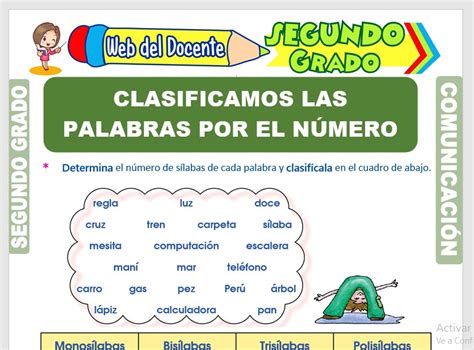 Palabras Segun El Numero De Silabas Ficha Interactiva Clasificacion