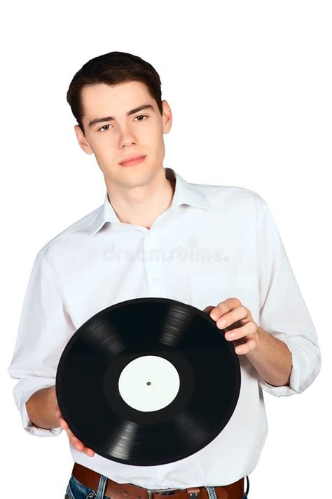Man With Vinyl In His Hands Black And White Stock Photo Image Of