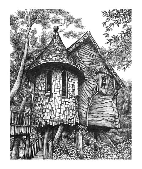 Drawing Challenge Architecture Sketch Scratchboard Illustration