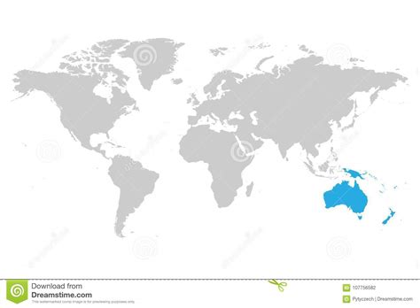 Australien ist das einzige land, das gleichzeitig auch ein kontinent ist. Australien-Kontinentblau Markiert Im Grauen Schattenbild ...