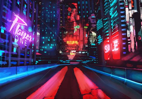 Cyberpunk Neon City Illustration Imagepicture Free Download 401621570