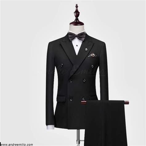 Buy Poised Black Double Breasted Suit Andre Emilio