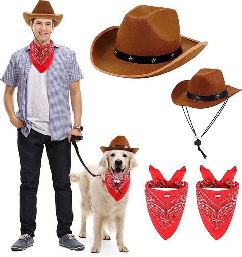 4 Pcs Pet Cowboy Costume Accessories For Adult And Pet 2