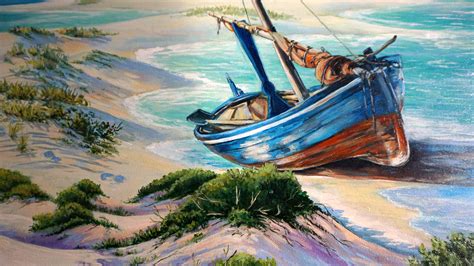 Oil Painting On Canvas Seaside Adventure Large Original