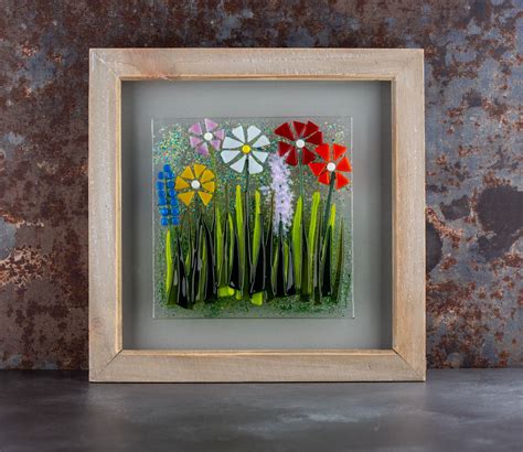 Wild Flower Fused Glass Picture Floral Art Colourful Rainbow Etsy
