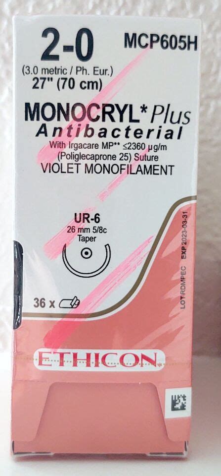 New Ethicon Mcp605h Monocryl Plus Antibacterial 2 0 Taper Point
