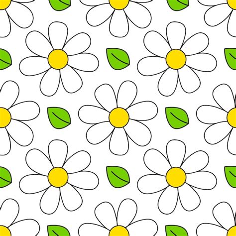 Premium Vector Daisy Seamless Pattern Floral Retro Style Simple Motif
