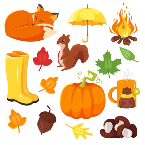 Hello Autumn Icons By Cartoon Time Thehungryjpeg