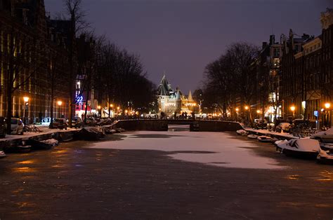 Snowy Amsterdam At Night Photograph By Frank Gaertner Fine Art America