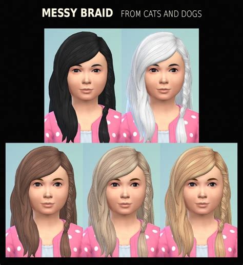 Female Child Hair Messy Braid 21 Recolours By Simmiller At