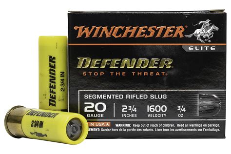 Winchester 20 Gauge 2 34 In Defender Segmented Rifled Slug 5box