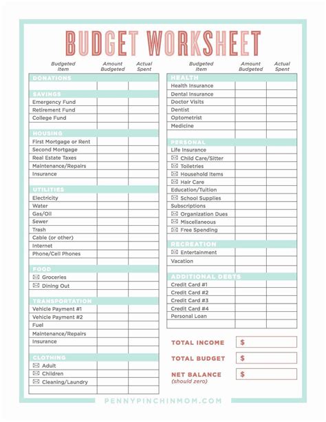 Free Printable Budget Worksheet Dave Ramsey Message