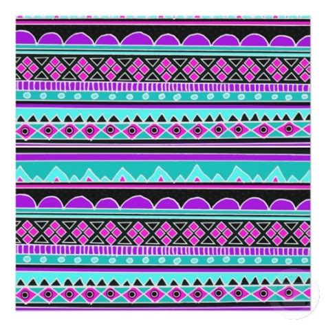 Bright Blue And Purple Tribal Pattern Poster Tribal