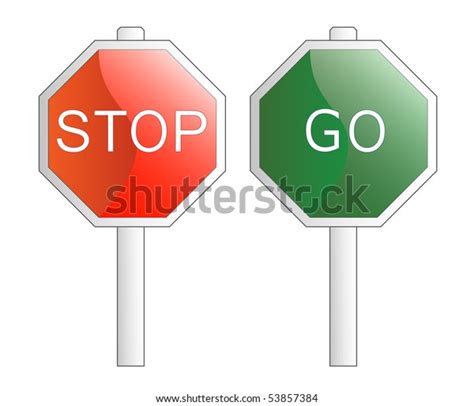 Vector Illustration Stop Go Signs Isolated Stock Vector Royalty Free