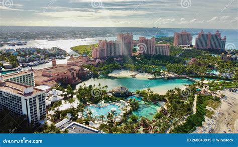 Aerial View Of A Luxury Hotel With Surroundings Bahamas Atlantis Stock