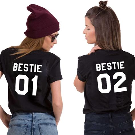 Best Friends Bff Shirt Matching Sister Tshirts Cotton Women Fashion Chic Printed T Shirt Girls