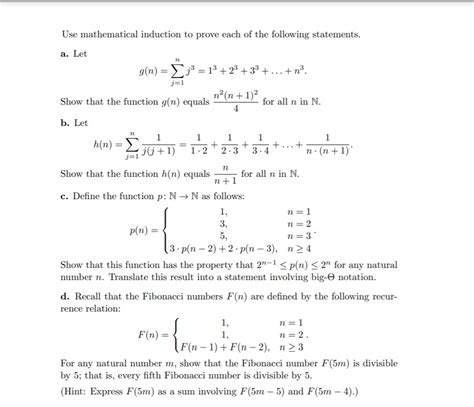 solved use mathematical induction to prove each of the