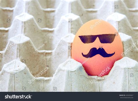 Mustache Face Eggs Arranged Carton Stock Photo Edit Now 420209467